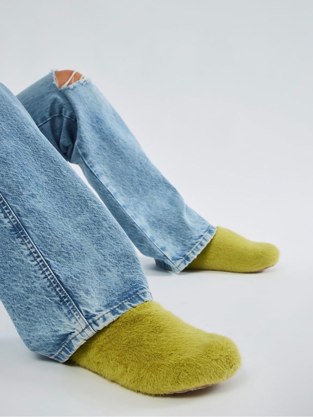 NWT Fashion Nova Faux Fur Clogs - Green Size 9 Y2K Mule